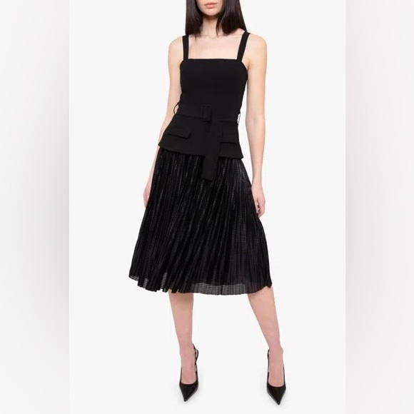 BLACK HALO Noemia Stretch-Crepe Belted Midi-Dress